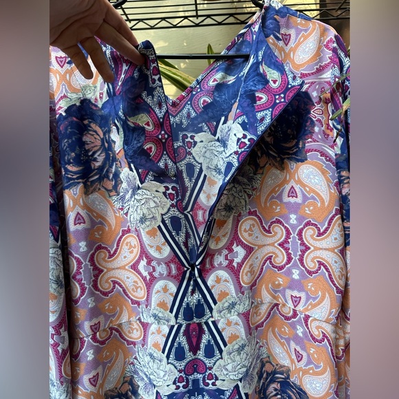 CHICO’S Travelers™ Paisley Maxi Dress Size 16 Long Sleeve Wrinkle Resistant LN - Picture 5 of 9